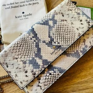 Kate Spade Hayes Street Snakeskin Brennan Crossbody Bag with Detachable Strap